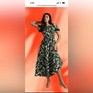 Anthropologie Somerset Green and White Maxi Dress